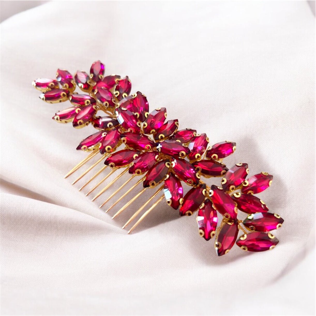 Enya wine red hair comb - Petal & Pearl
