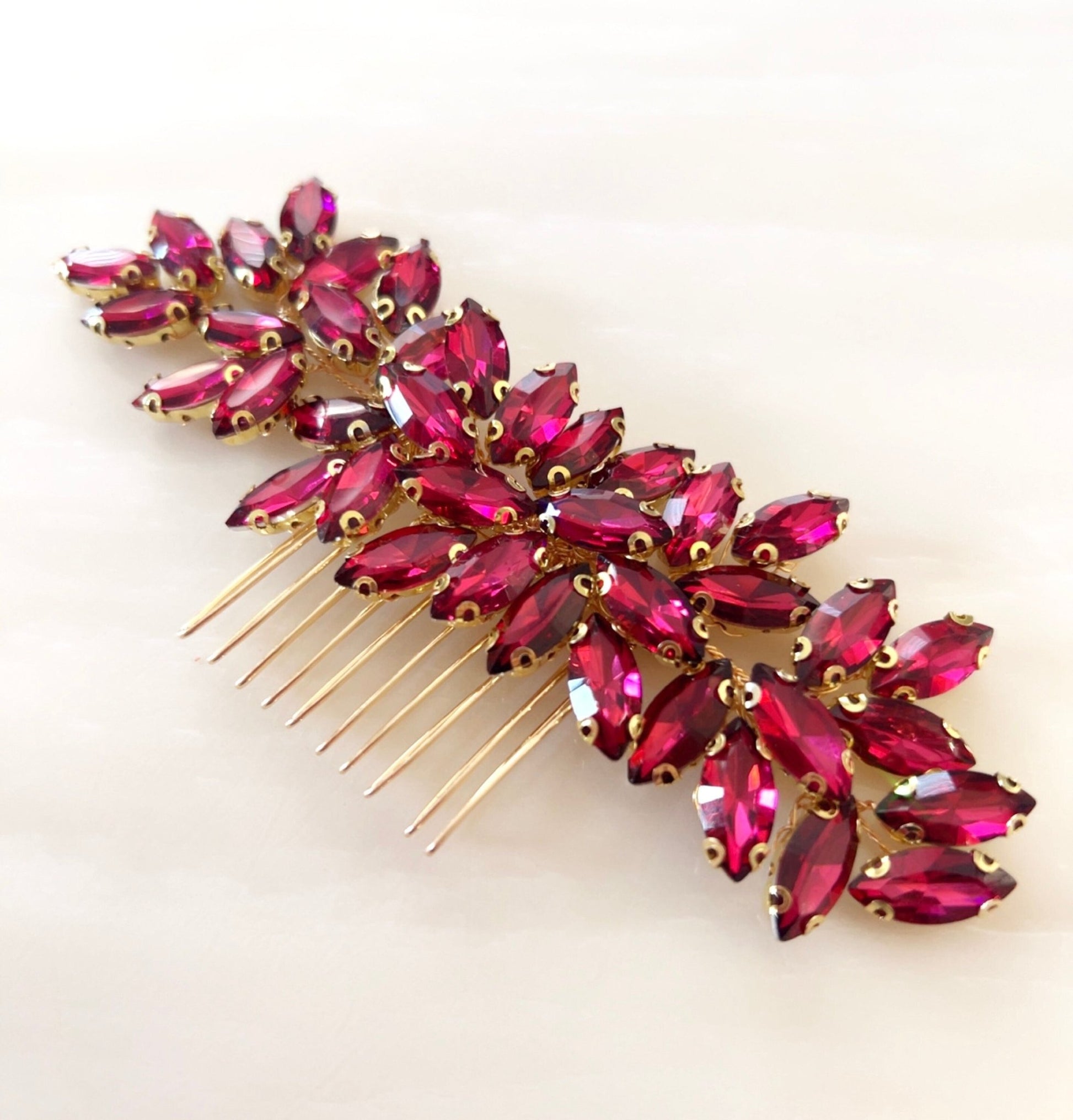 Enya wine red hair comb - Petal & Pearl