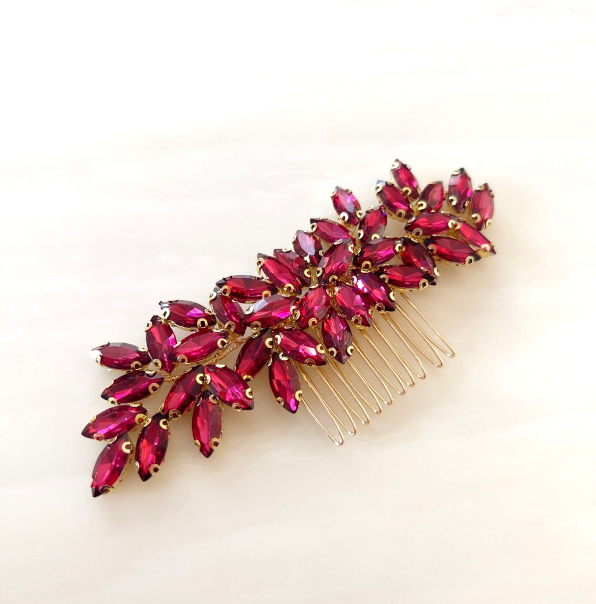 Enya wine red hair comb - Petal & Pearl