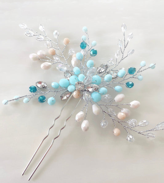 Exquisite Turquoise Hair Pin - Petal & Pearl