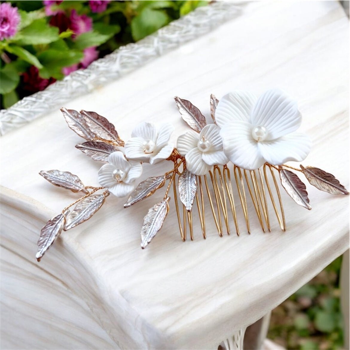 Floral Bridal hair comb - Petal & Pearl