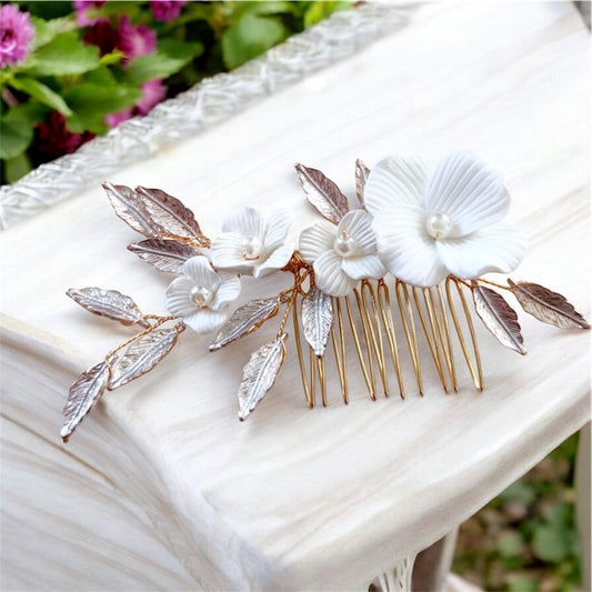 Floral Bridal hair comb - Petal & Pearl