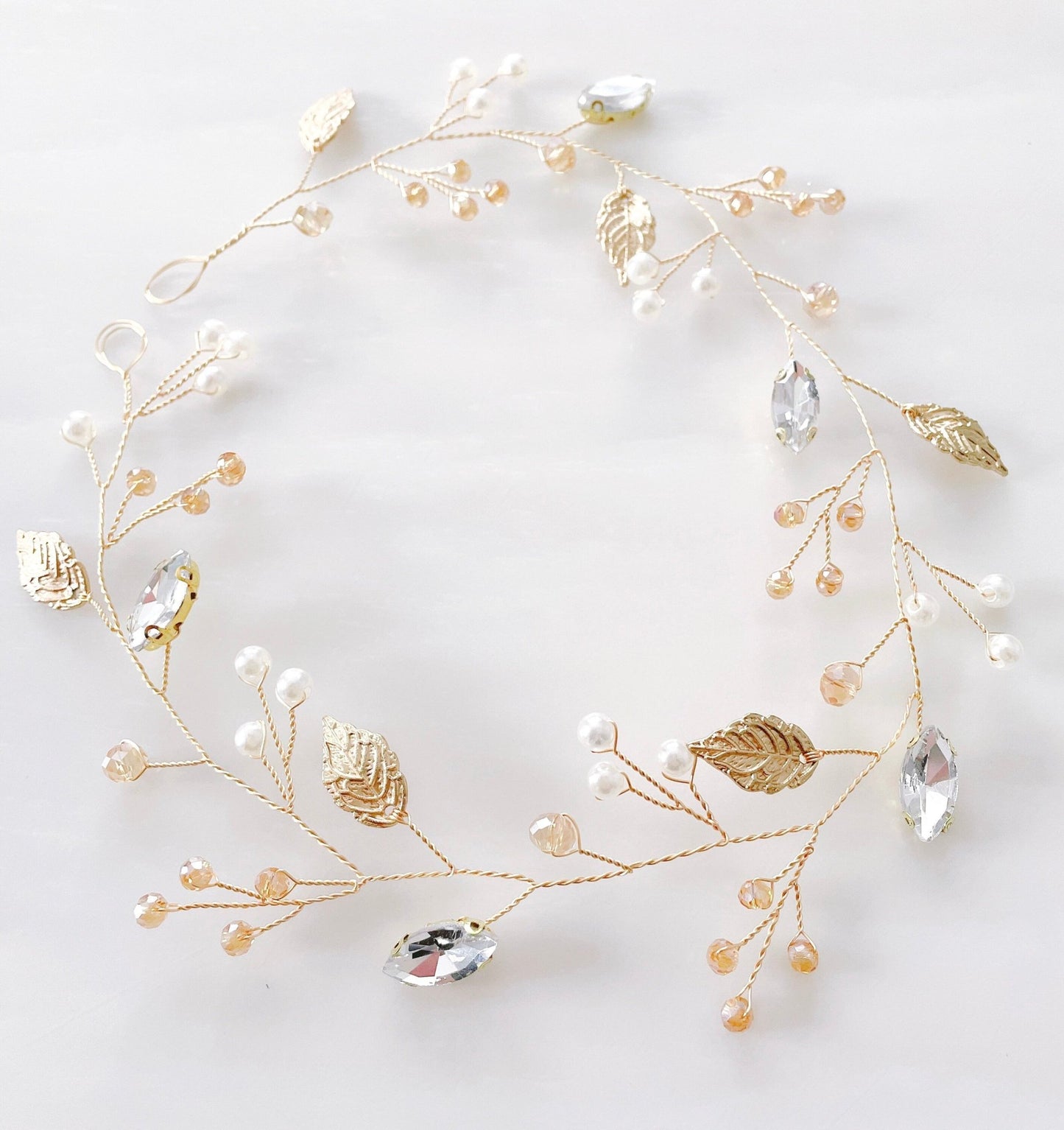 Gold bridal hair vine - Petal & Pearl