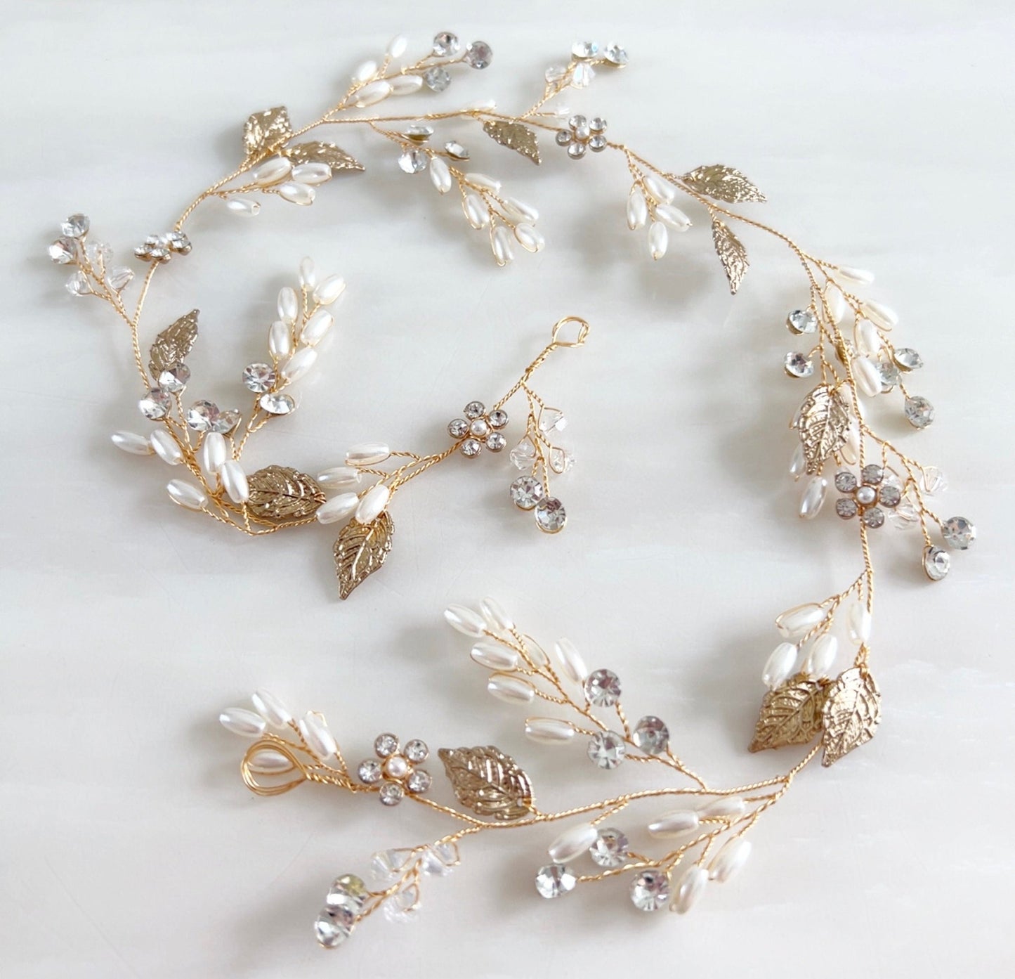 Gold bridal hair vine - Petal & Pearl