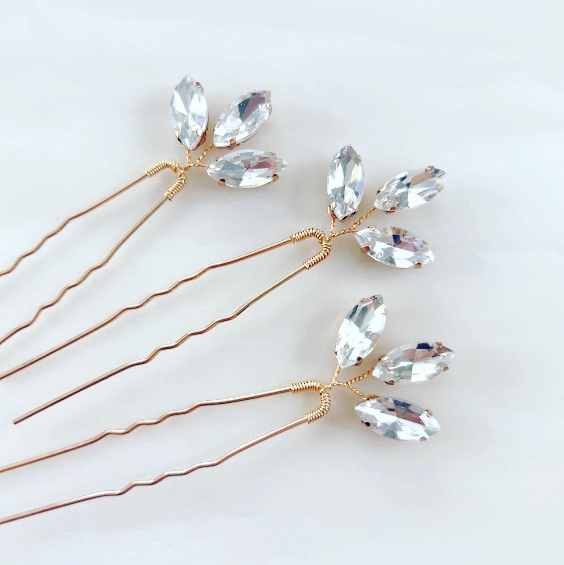 Gold crystal hair pins - Petal & Pearl