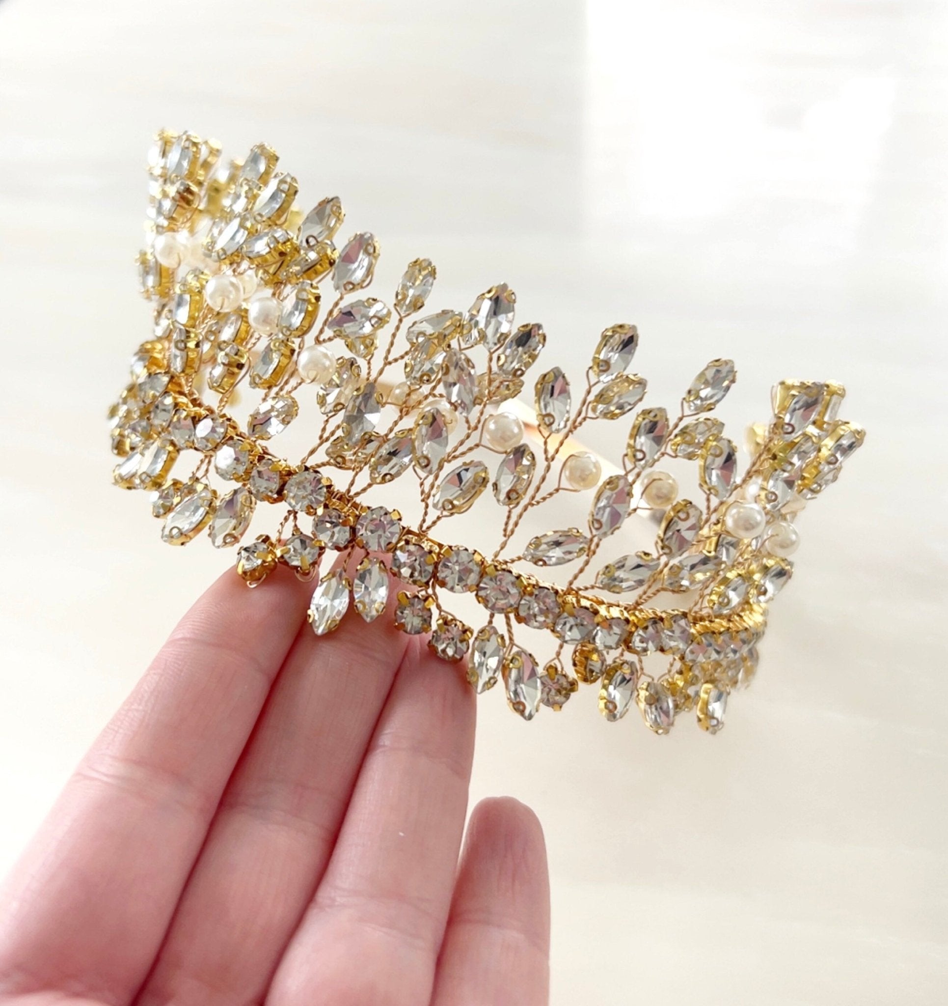 Gold Fairytale crystal tiara - Petal & Pearl