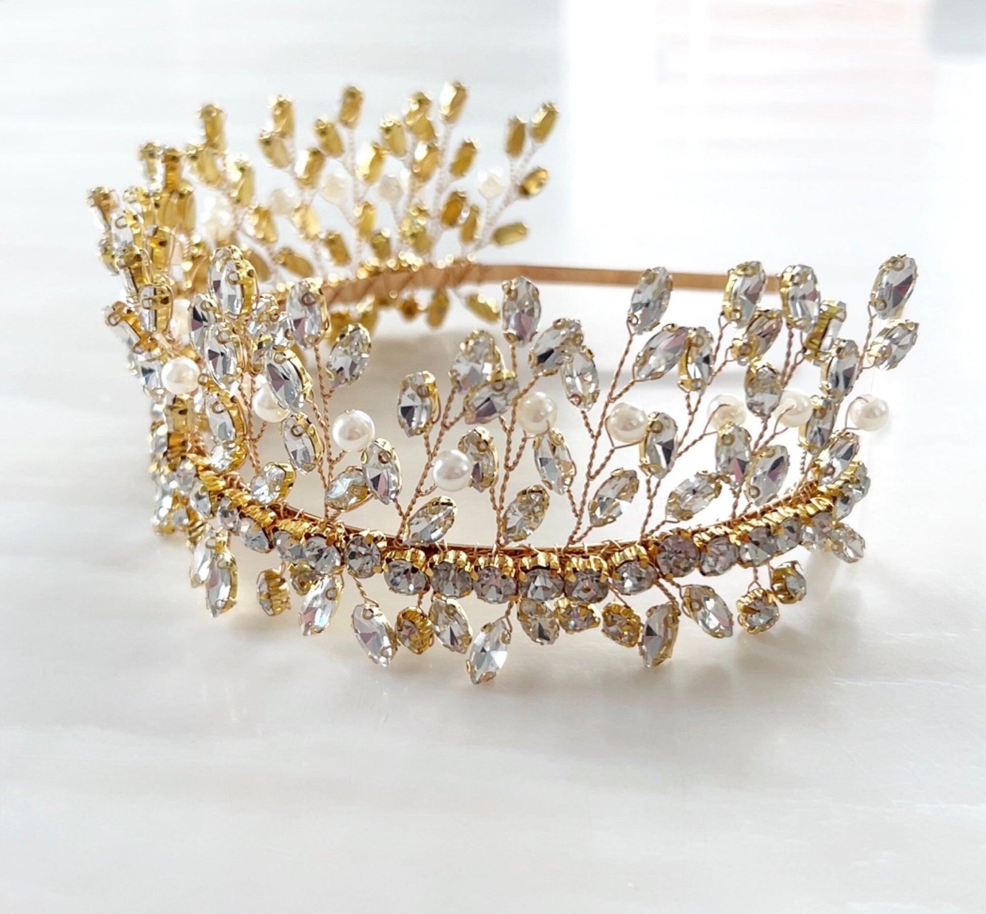 Gold Fairytale crystal tiara - Petal & Pearl