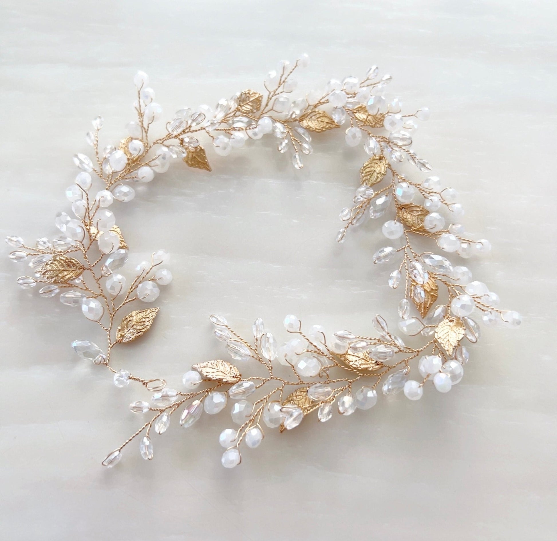 Gold leaf bridal hair vine - Petal & Pearl