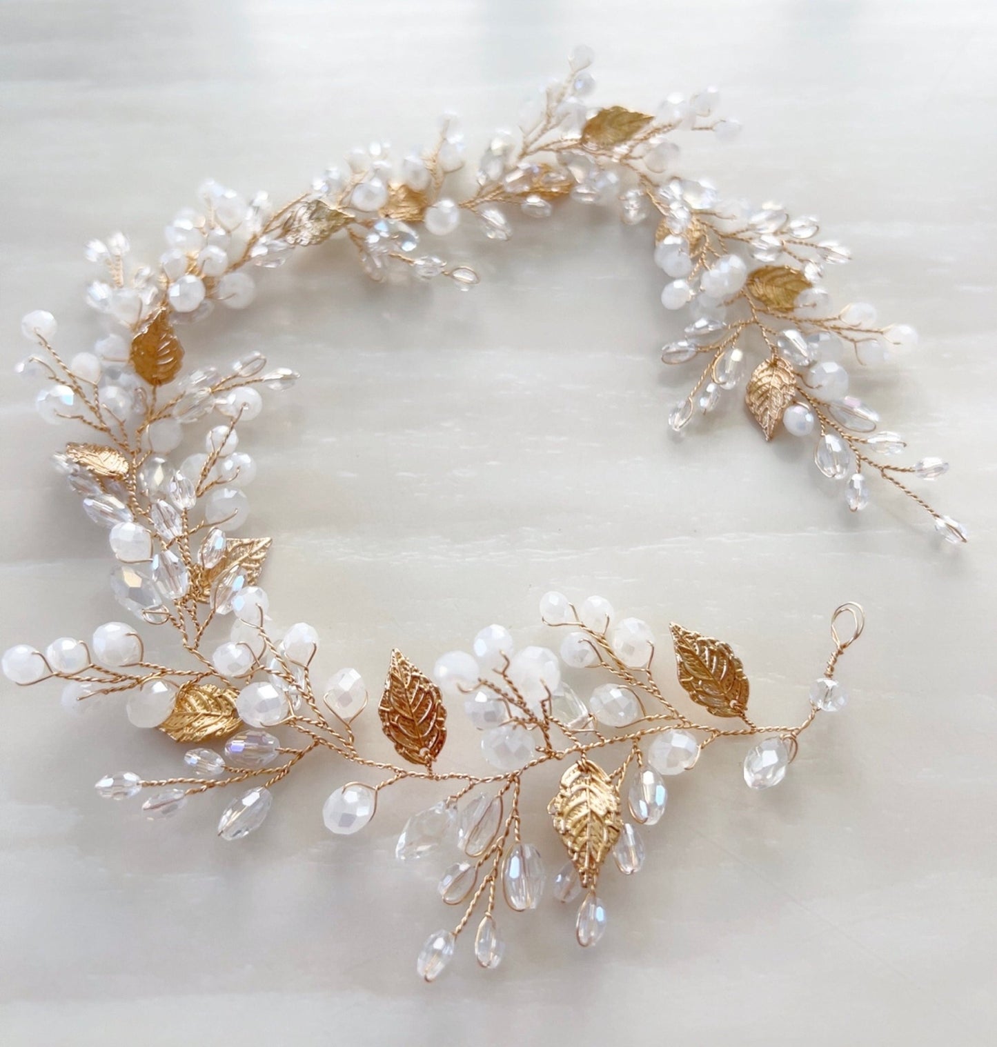 Gold leaf bridal hair vine - Petal & Pearl