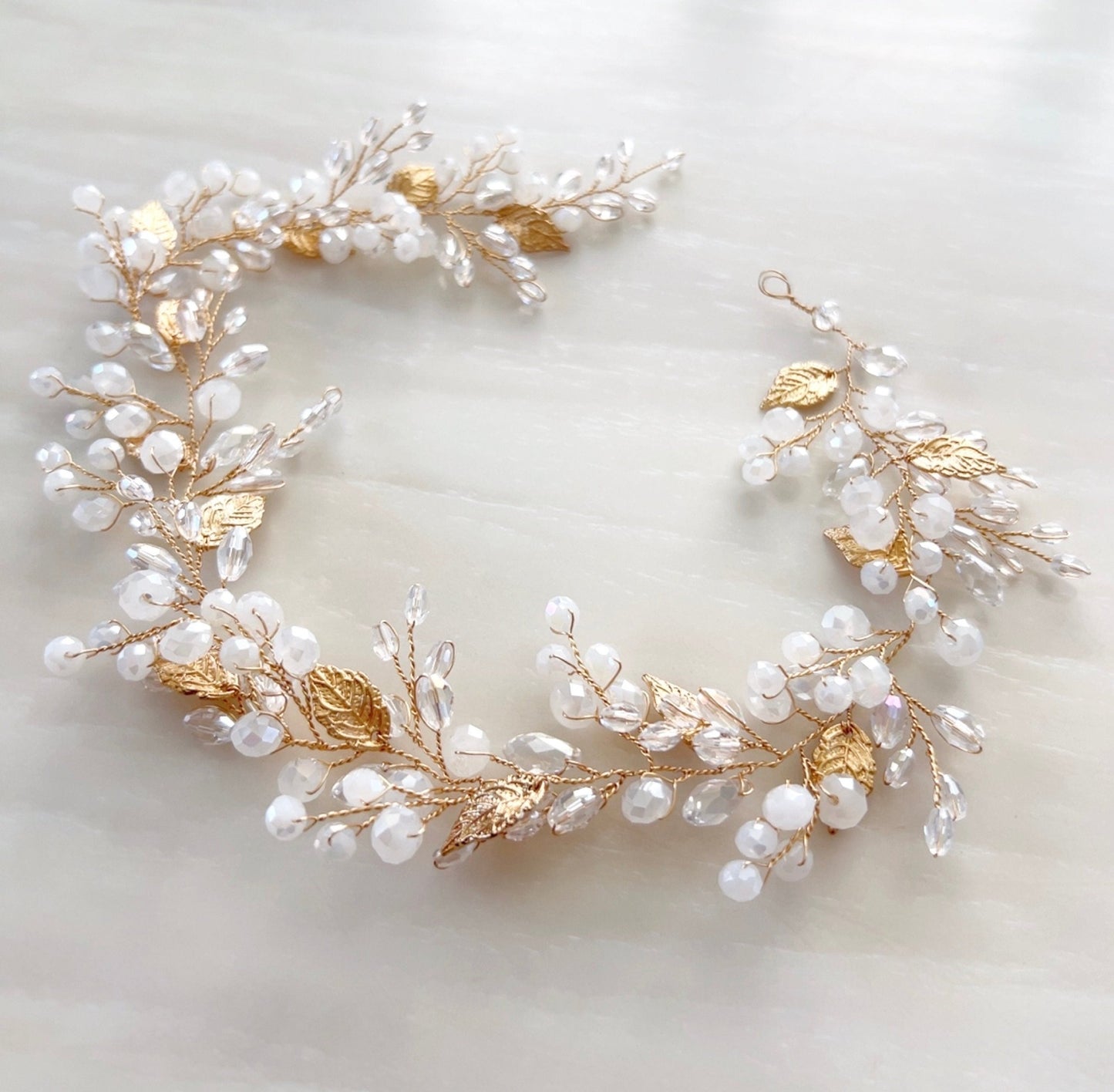 Gold leaf bridal hair vine - Petal & Pearl