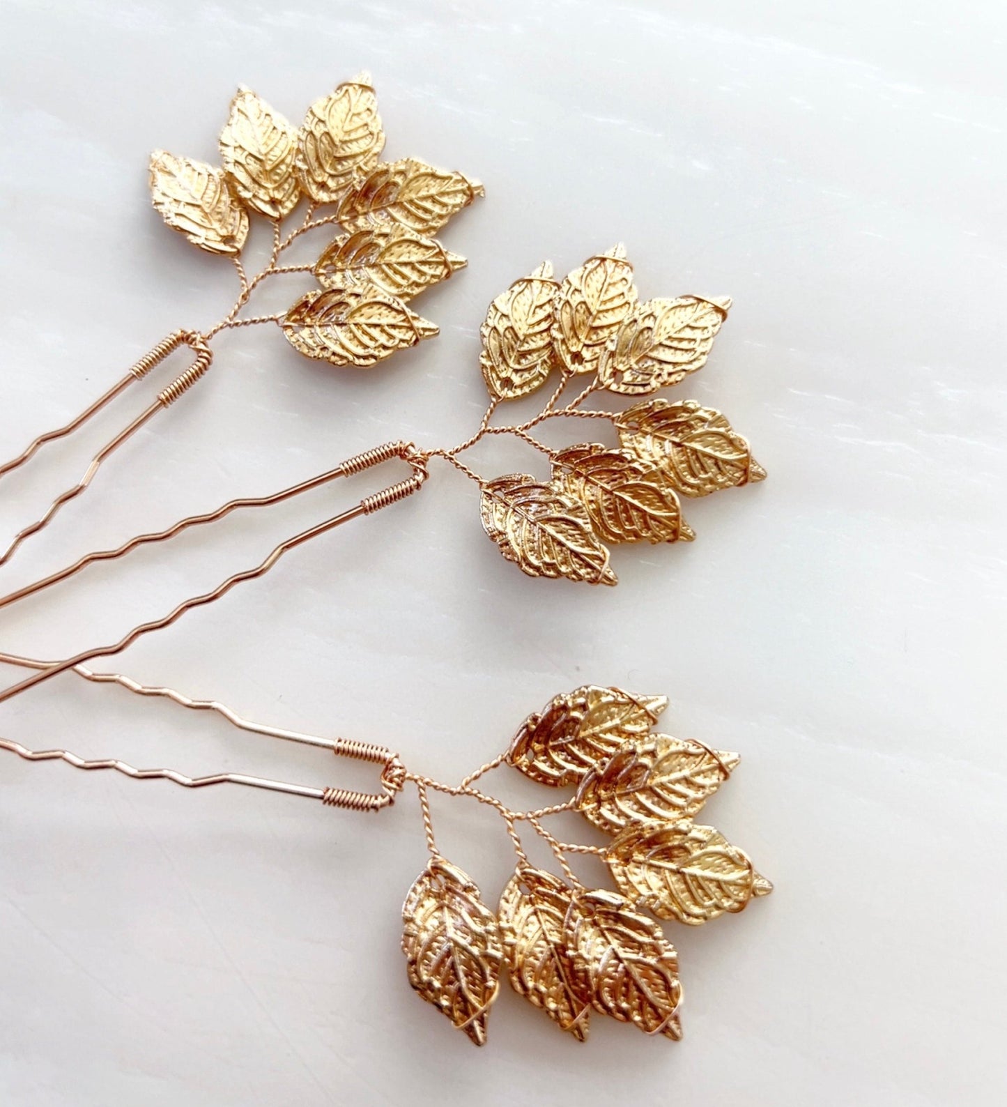 Gold leaf hair pins - Petal & Pearl