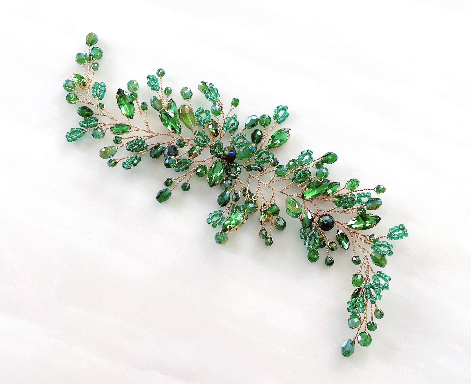 Green Boho bridal hair vine - Petal & Pearl