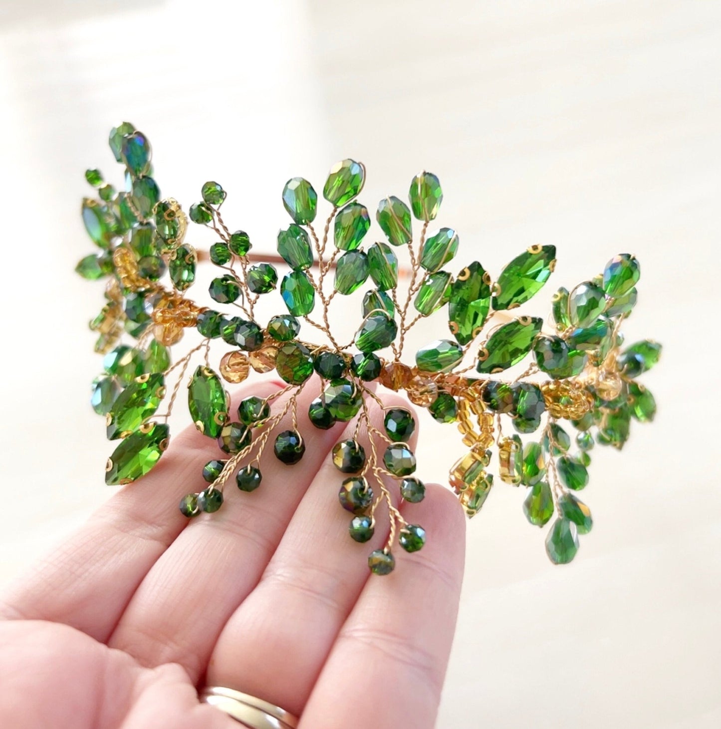 Green crystal headband - Petal & Pearl