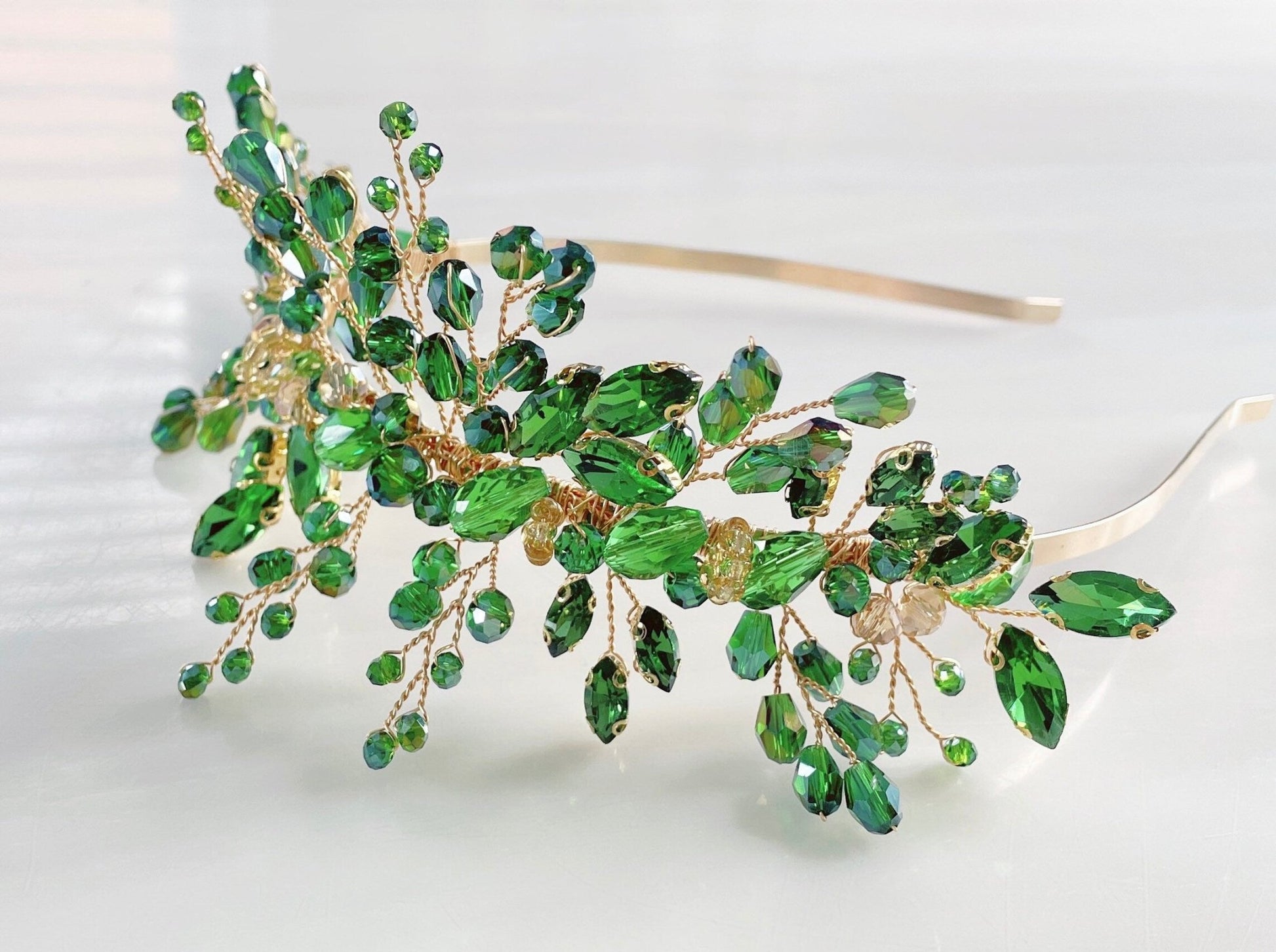 Green crystal headband - Petal & Pearl