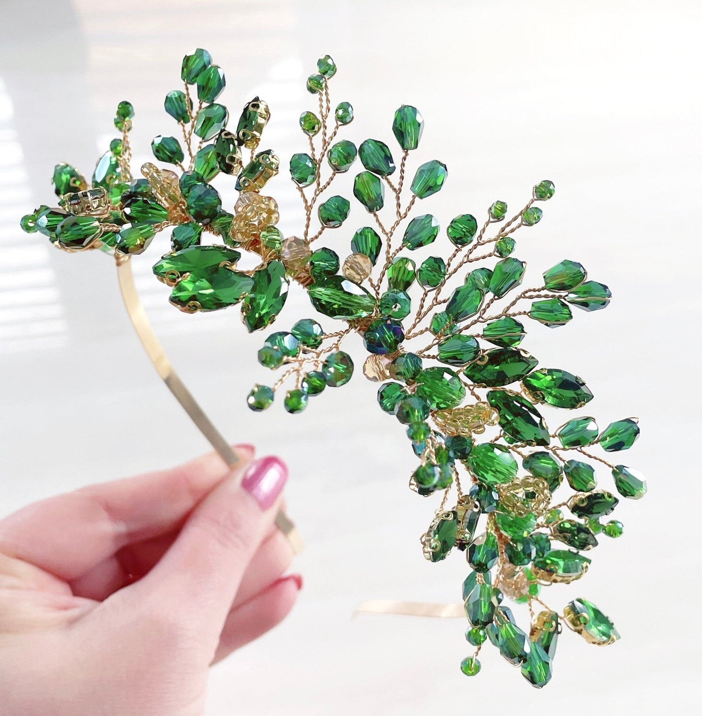 Green crystal headband - Petal & Pearl