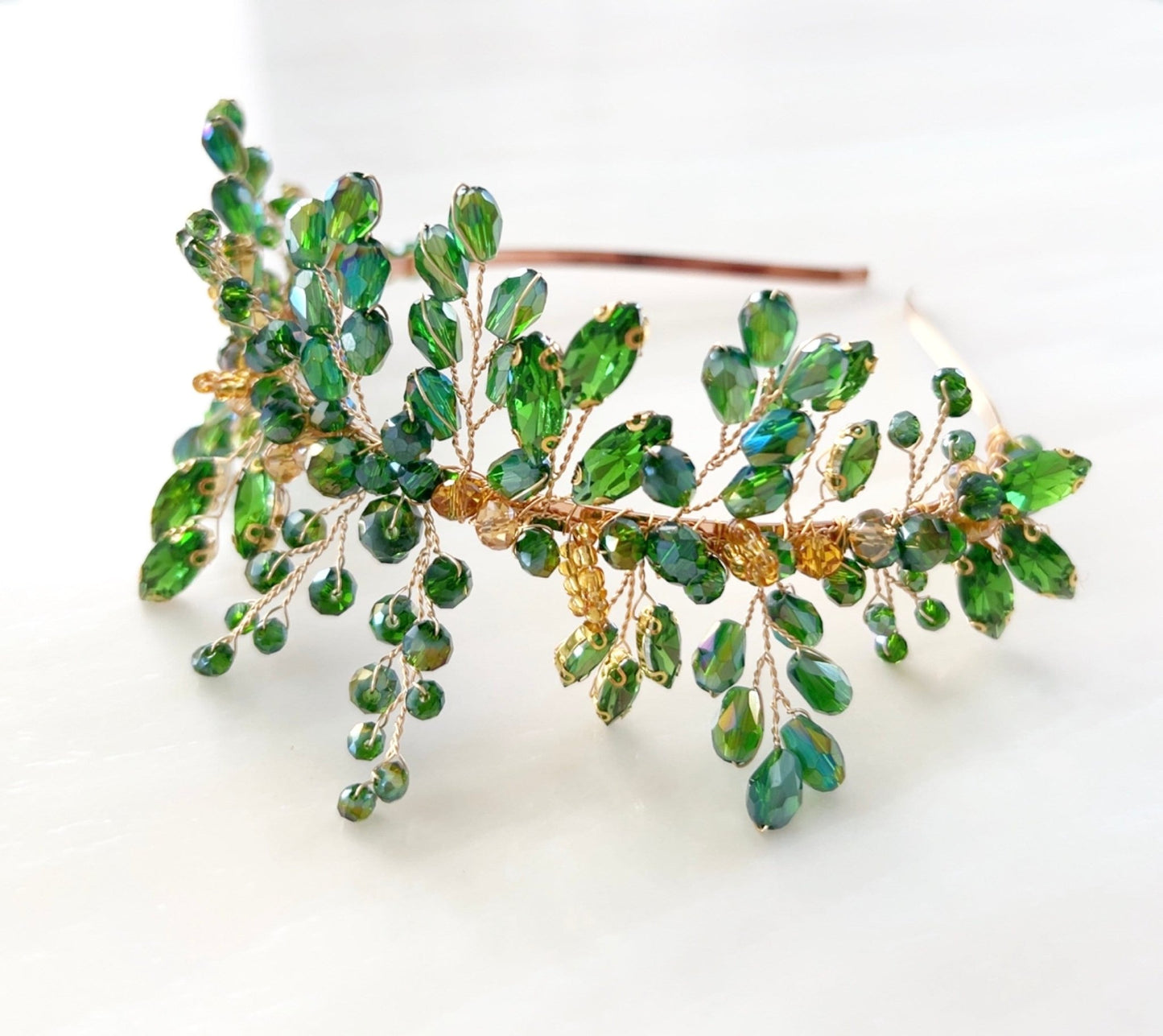 Green crystal headband - Petal & Pearl