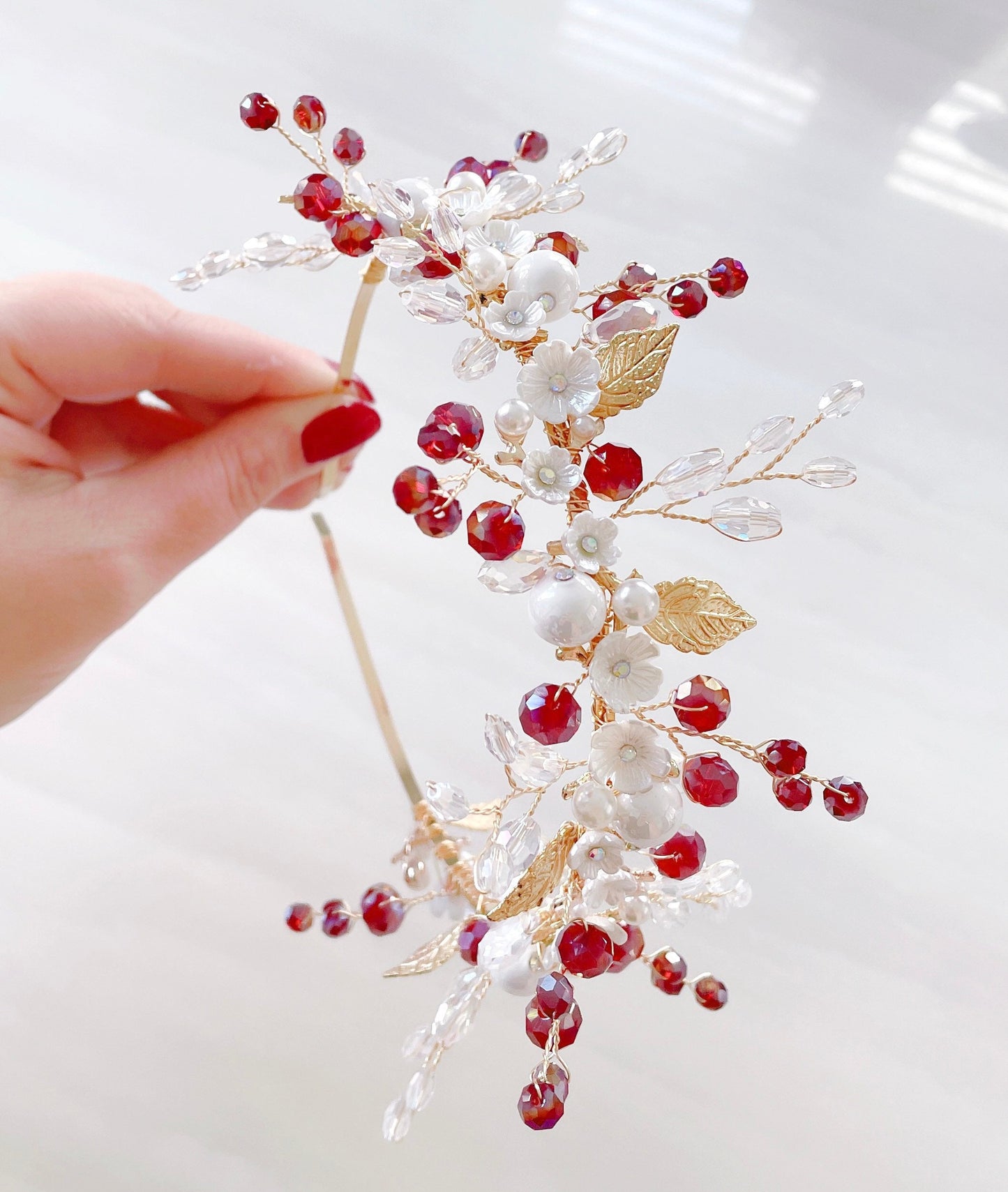 Red and silver headpiece