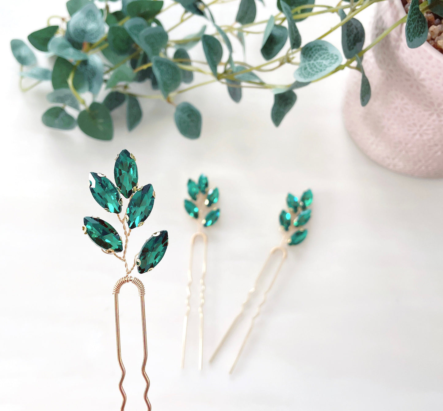 Aria Emerald green hair pins