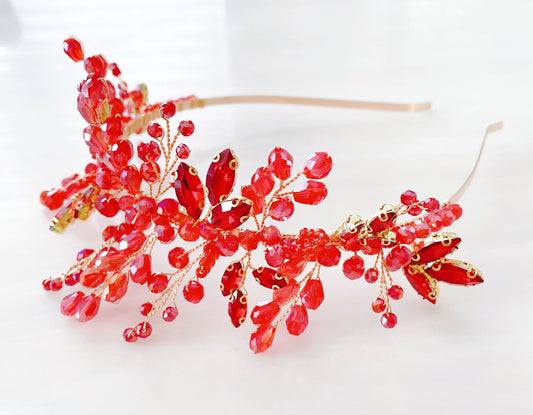 Red crystal bridal and occasion headband