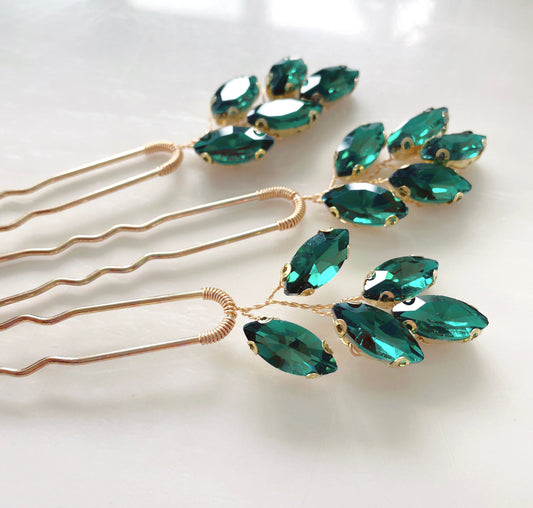 Aria Emerald green hair pins