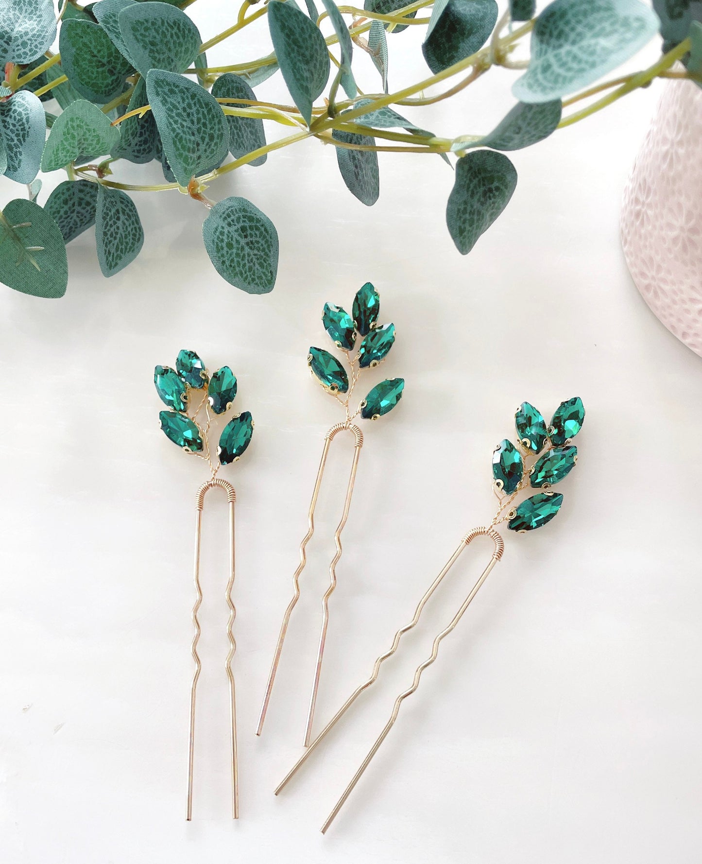 Aria Emerald green hair pins