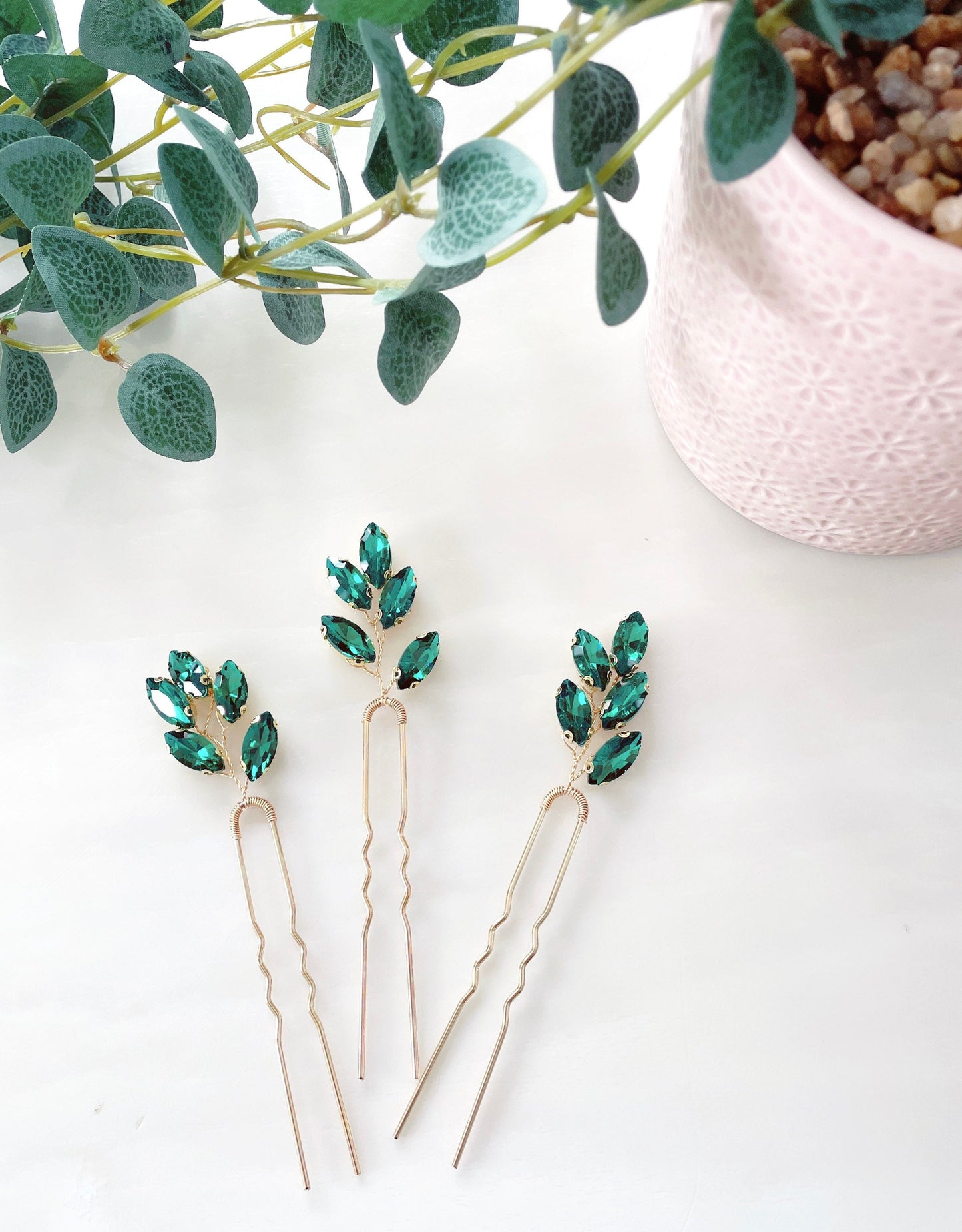 Aria Emerald green hair pins