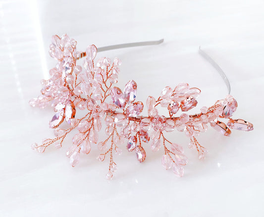 Pink crystal occasion headband