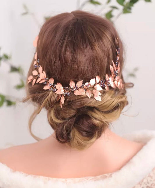 Rose gold bridal hair vine