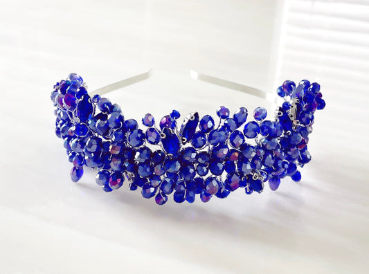 Royal blue crystal headband