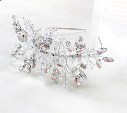 Silver crystal bridal headpiece