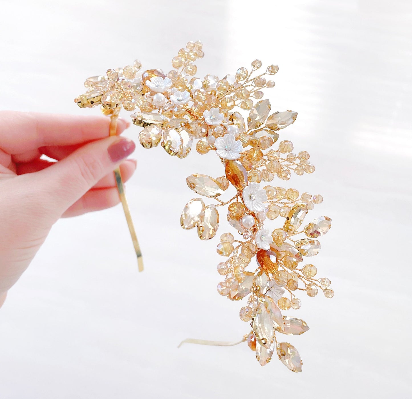 Gold crystal bridal headpiece