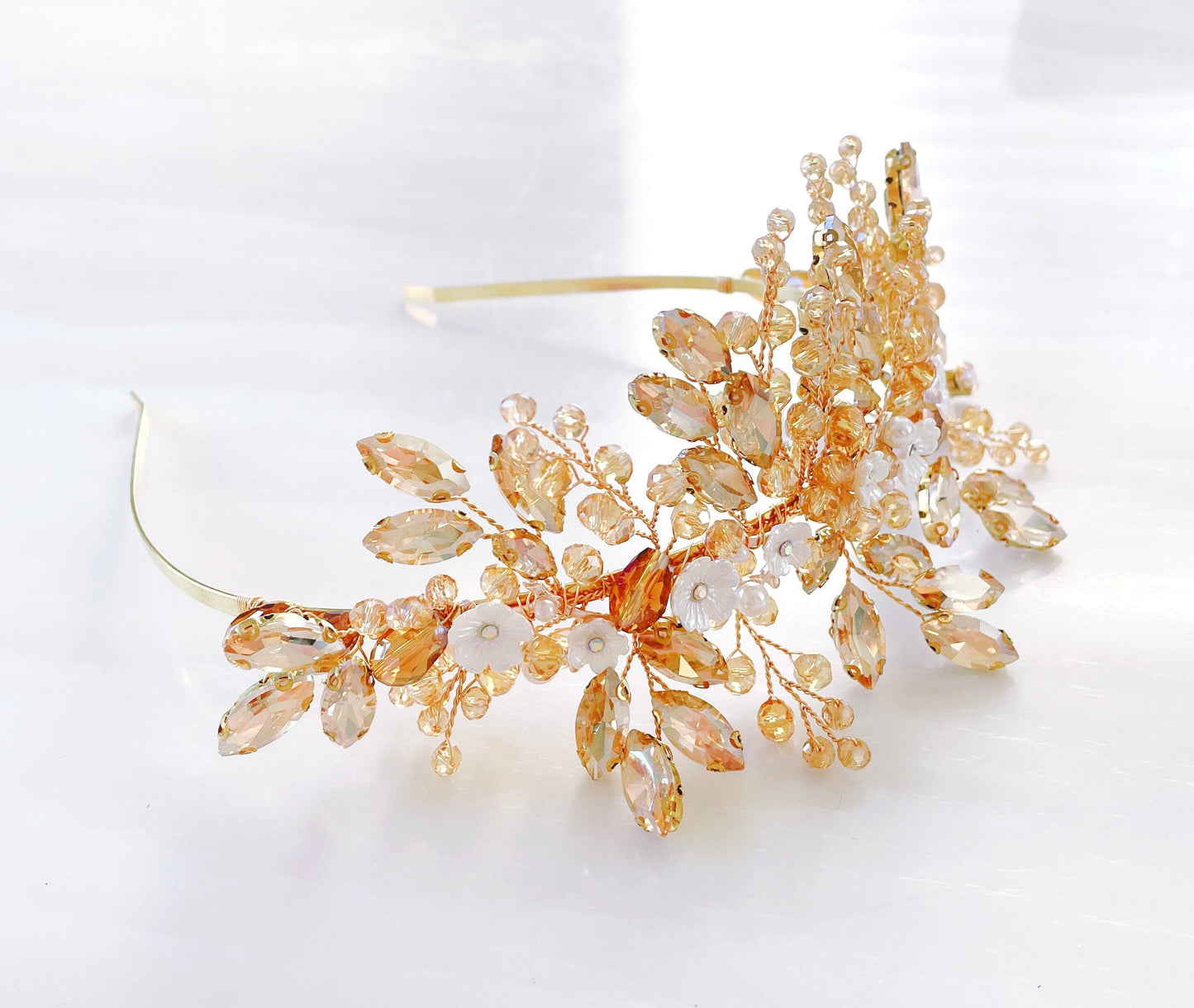 Gold crystal bridal headpiece