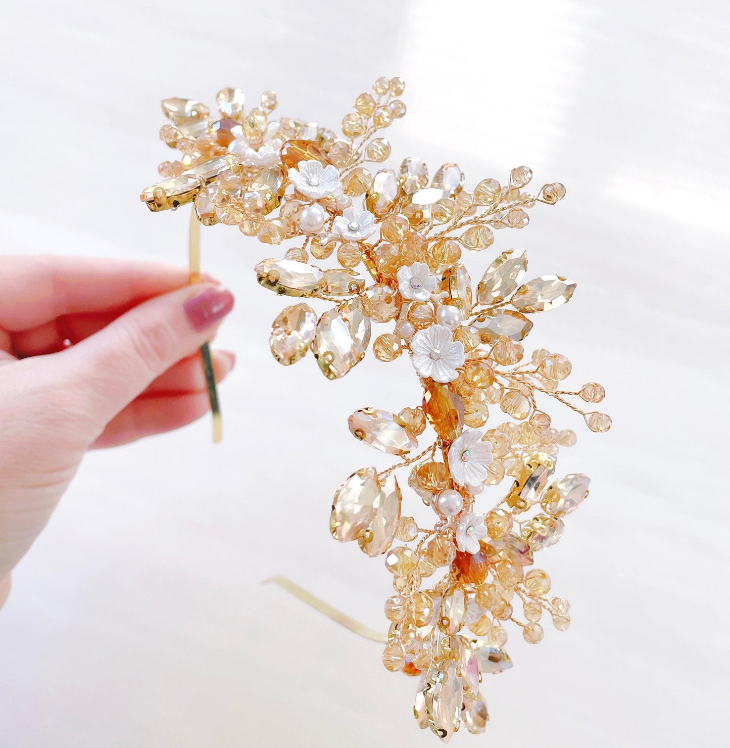 Gold crystal bridal headpiece