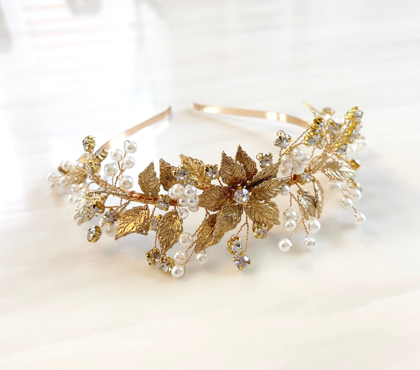 Gold leaf bohemian bridal headband