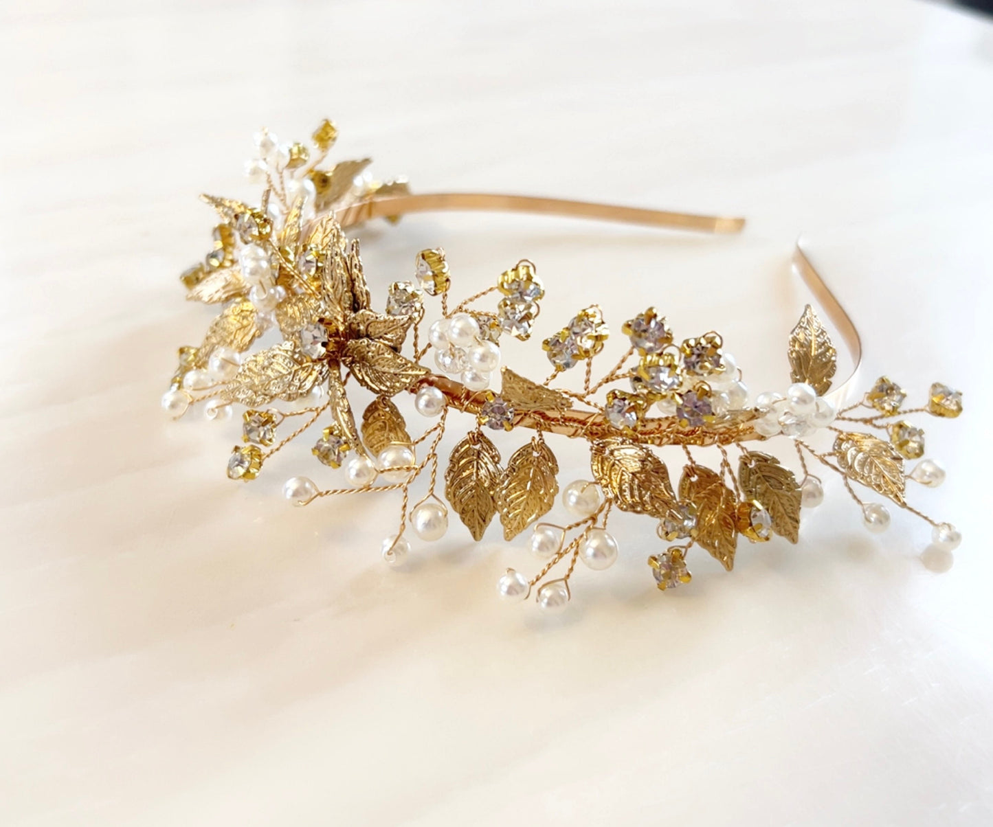 Gold leaf bohemian bridal headband