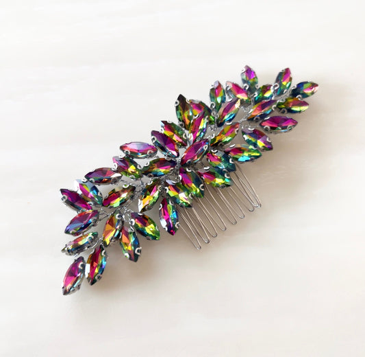 Enya rainbow crystal hair comb