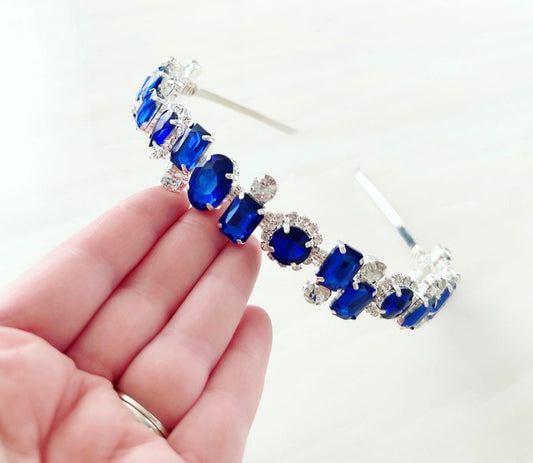 Royal blue crystal headband