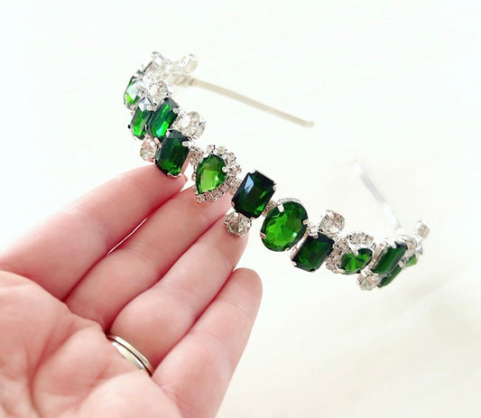 Sage green crystal headband