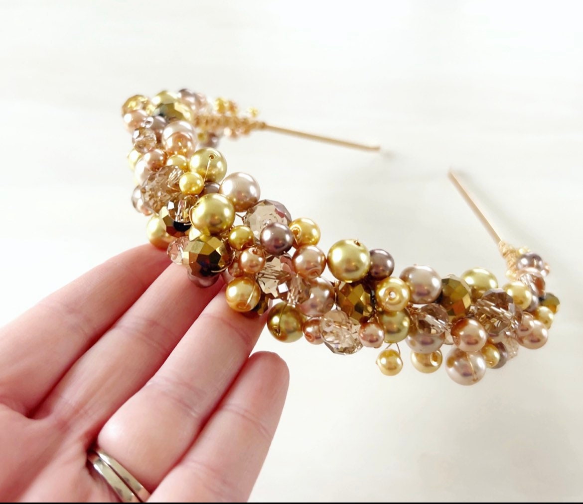 Gold pearl headband