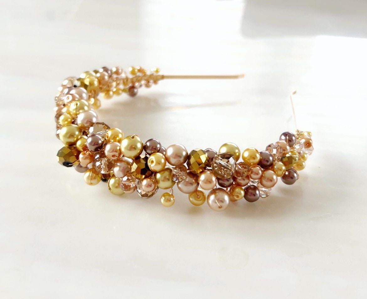 Gold pearl headband