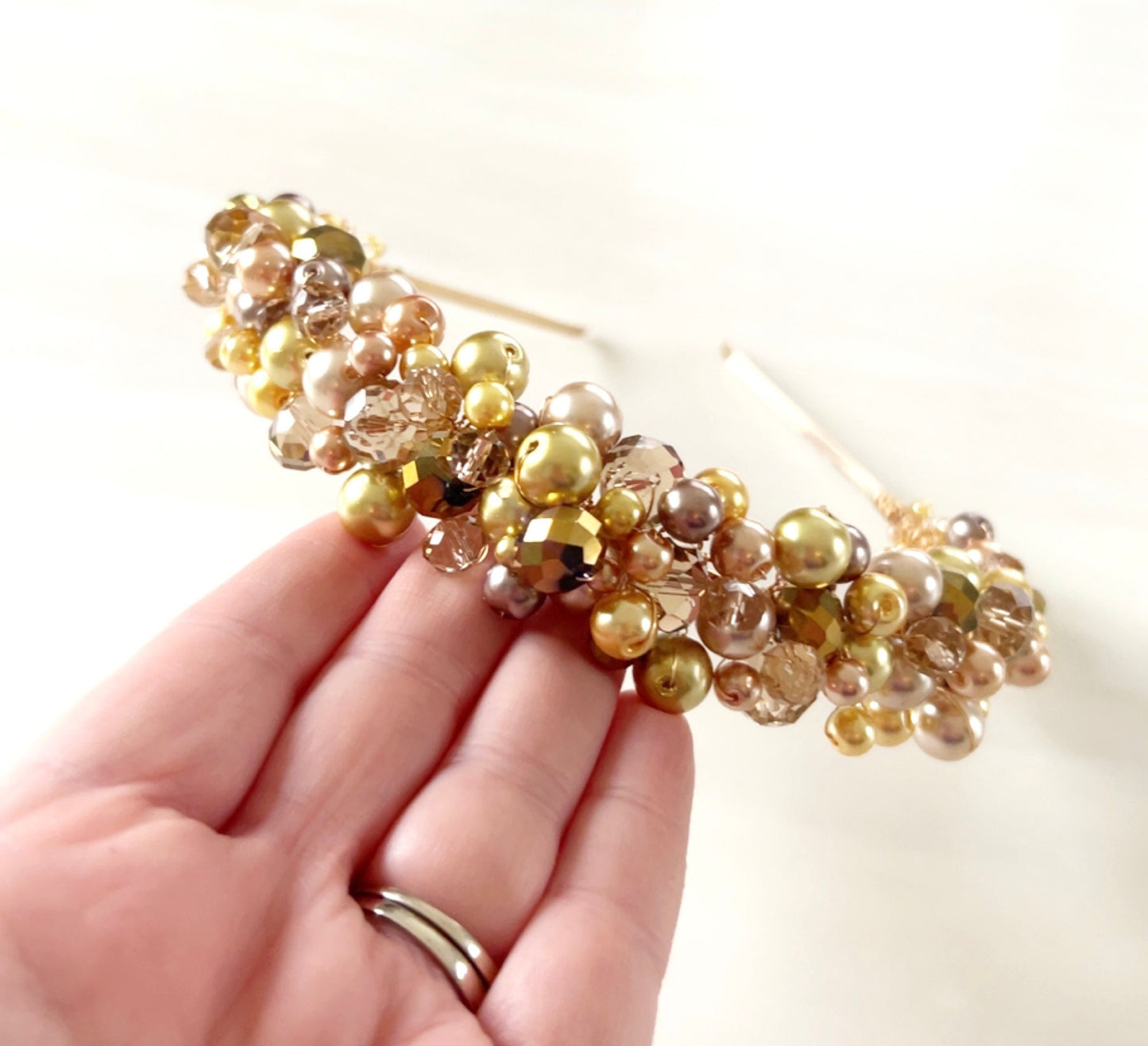 Gold pearl headband