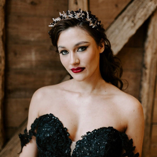 Black Bohemian Bridal headpiece