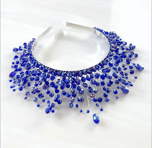 Royal blue statement headpiece