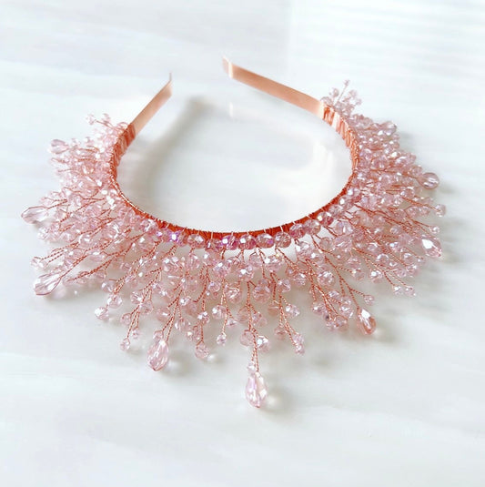 Pink crystal bridal crown