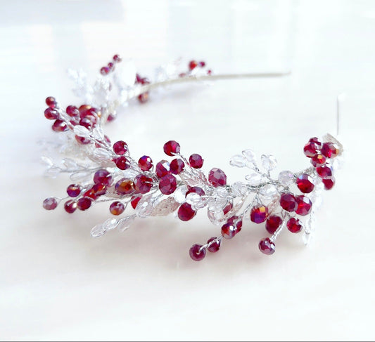 red fascinator headband