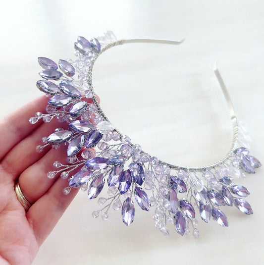 Lilac crystal bridal crown