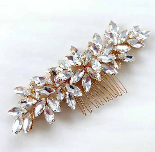 Enya gold crystal hair comb