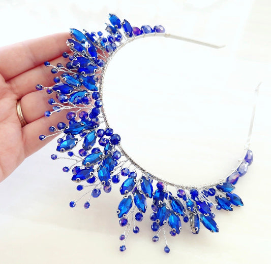 Royal blue crystal crown