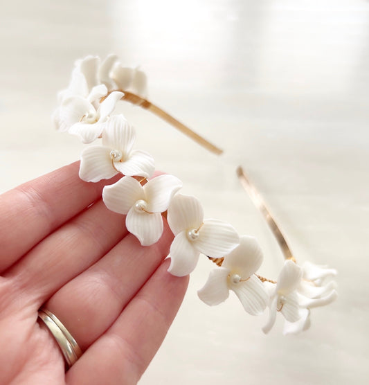 White flower bridal headpiece