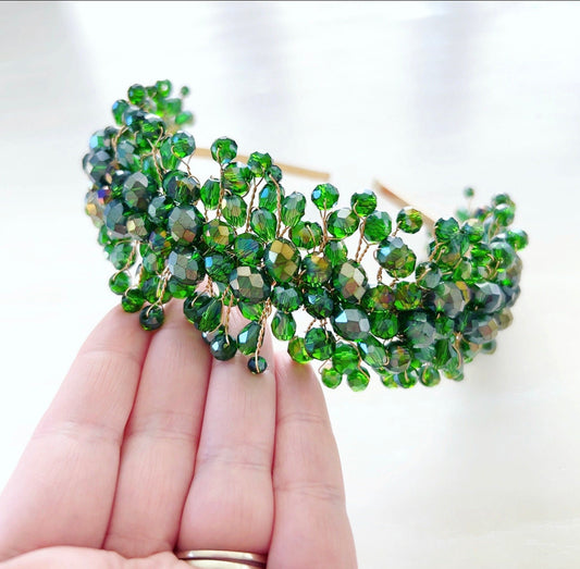 Vibrant green crystal headband